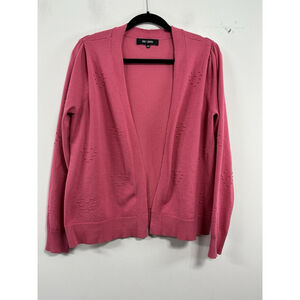 Womans Chloe & Jasmine Long Sleeve Open Front Cardigan Sweater Large Pink